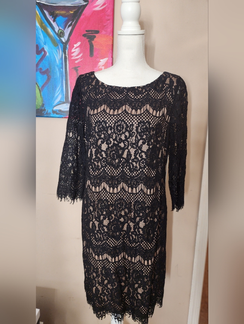 Eliza J Black Lace Cocktail Dress Size 14